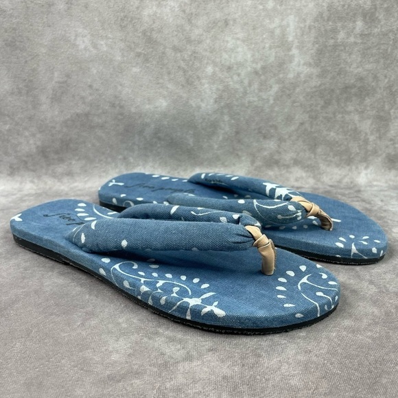 Free People ES Verdra Cotton Thong Sandals In Azure Denim Blue Size 40 US 10 - Picture 2 of 11